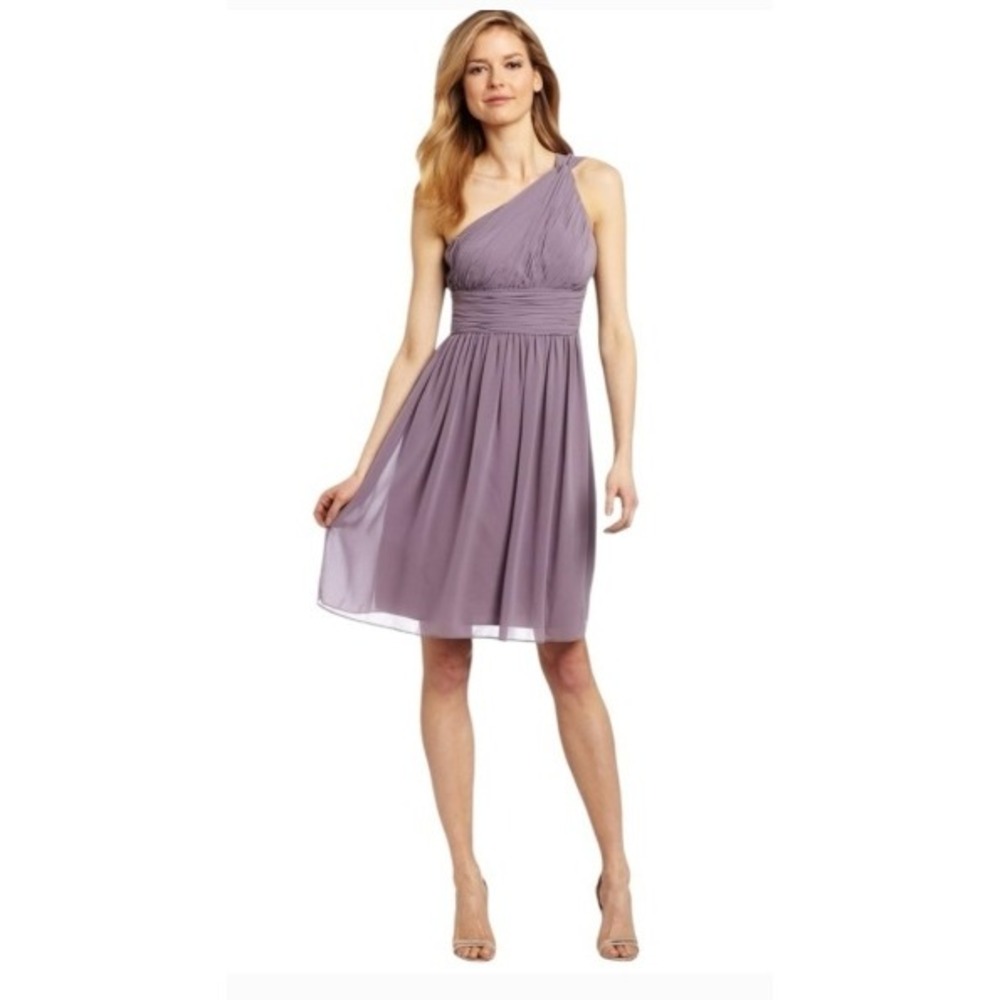 Donna Morgan Rhea‎ Purple Short One Shoulder Dress Cocktail Bridesmaid wedding 2